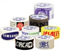 Custom Printed Acrylic Tapes - 3" x 1000 yds. Tan 2.0 mil Acrylic Tape, 4 rolls/case, 2 colors