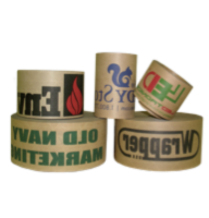 Custom Printed Tape - 2" x 110 yds Tan Hot Melt 2.0 mil Packaging Tape, 36 rolls/case, 2 colors